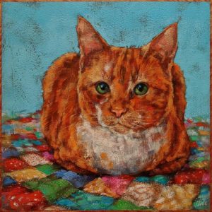 SOLD "Pumpkin Spice Loaf," by Angie Rees 10 x 10 - acrylic $675 (unframed panel with 1 1/2" edges)