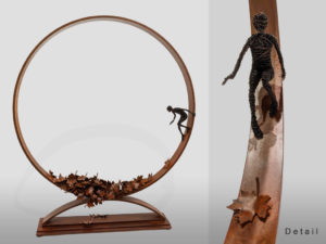 SOLD "September," by Janis Woode Wrapped copper wire, plate steel 25" (H) x 21 1/2" (L) x 4" (W) $3900