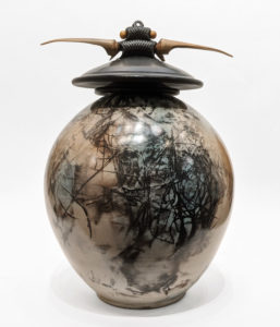 SOLD Vase (246) by Geoff Searle pit-fired pottery – 14″ (H) $1000