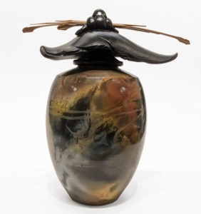 SOLD Vase (257) by Geoff Searle pit-fired pottery – 9″ (H) $445