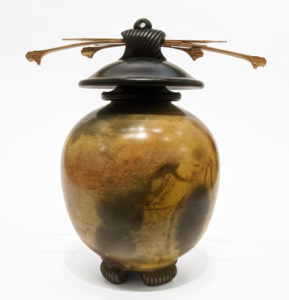 Vase (259) by Geoff Searle pit-fired pottery – 8″ (H) $425