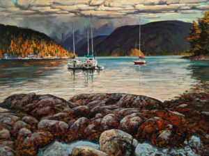 SOLD "Deep Cove Impressions," by Min Ma 30 x 40 - acrylic $5510 Unframed