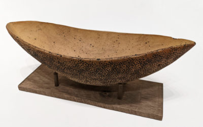 Boat with stand (LR-279) by Laurie Rolland hand-built ceramic - 21" (L) x 7 1/2" (H) x 8 1/2" (W) $440