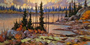 SOLD "Final Flourish," by Graeme Shaw 24 x 48 - oil $3660 (artwork continues onto edges of wide canvas wrap)