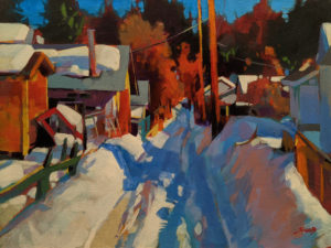 SOLD "A Snowy Alley in Princeton," by Mike Svob 12 x 16 – acrylic $1415 Unframed