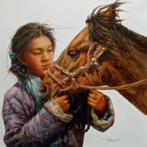 SOLD "Affinity Between Friends," by Donna Zhang 36 x 36 - oil $7450 Unframed