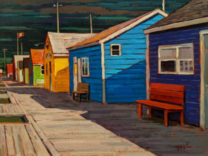 SOLD "Colour of Town, Eastern Passage Harbour, N.S.," by Min Ma 9 x 12 - acrylic $1090 Unframed