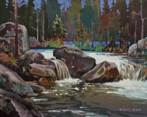 "Creek, Checkamus Near Whistler," by Robert Genn 16 x 20 - acrylic $7300 Unframed