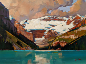 SOLD "Day Trip to Lake Louise," by Min Ma 9 x 12 - acrylic $1090 Unframed