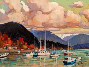 SOLD "Gibsons Morning," by Min Ma 9 x 12 - acrylic $1090 Unframed