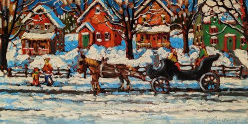 SOLD "Of Simpler Times," by Rod Charlesworth 10 x 20 - oil $1445 Unframed
