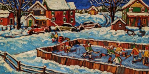 SOLD "On a Sunday in Winter," by Rod Charlesworth 10 x 20 - oil $1445 Unframed