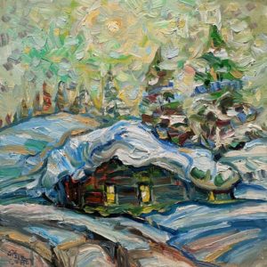 SOLD "Snow Day," by Steve Coffey 10 x 10 - oil $940 Unframed
