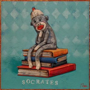 SOLD "Socrates," by Angie Rees 8 x 8 - acrylic $425 (unframed panel with 1 1/2″ edges)