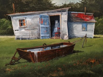 SOLD "Trolly From the Iron Mine," by Mark Fletcher 12 x 16 - acrylic $1100 Unframed