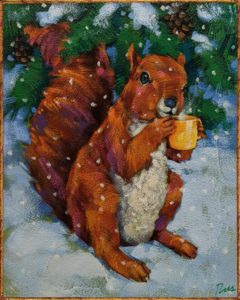 SOLD "Union Coffee Break," by Angie Rees 8 x 10 - acrylic $575 (unframed panel with 1 1/2″ edges)