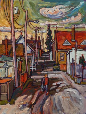 SOLD "Up and Down the Back Alley No. 1," (1997) by Ed Loenen 12 x 16 - oil $1400 Unframed