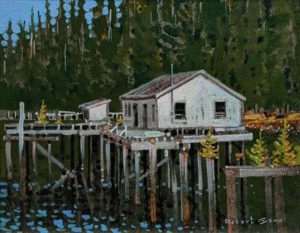 SOLD "Wadhams, Rivers Inlet, B.C." (1993) by Robert Genn 11 x 14 - acrylic $4000 Unframed