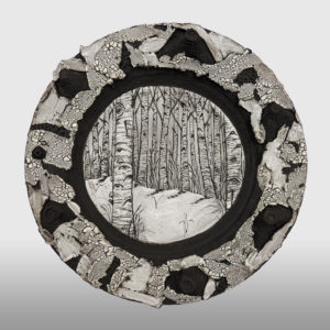 SOLD "Heavenly Peace" (BEBL-166), by Bev Ellis wall-hang ceramic - 12" diameter x 2" (H) $250
