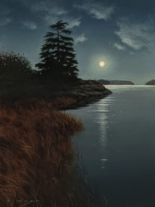 SOLD "Clayoquot Moonrise," by Ray Ward 6 x 8 - oil $770 Unframed