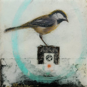 SOLD "Inhale" by Nikol Haskova 6 x 6 – mixed media, high-gloss finish $425 (unframed thick panel with raw wood edge)