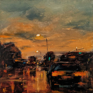 SOLD "Small Town," by William Liao 12 x 12 - acrylic $635 Unframed