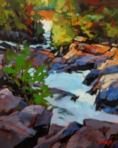SOLD "A Turbulent Descent (Haliburton, Ont.)," by Mike Svob 8 x 10 - acrylic $705 (thick canvas wrap)