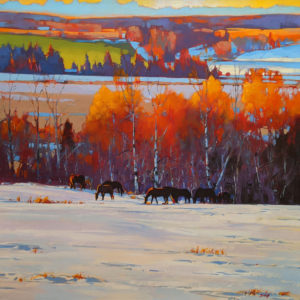 SOLD "The Cowboy Trail, Alberta," by Mike Svob 30 x 30 - acrylic $5260 (thick canvas wrap)