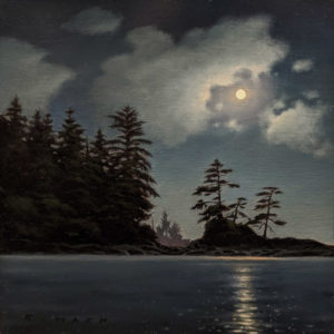 SOLD "North Coast Moonrise," by Ray Ward 6 x 6 - oil $650 Unframed