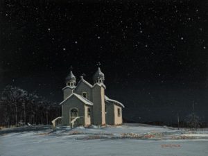 SOLD "Not a very big church," by Peter Shostak 9 x 12 - oil $1400 Unframed