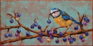 SOLD "Fruits of My Labour," by Angie Rees 6 x 12 - acrylic $450 (unframed panel with 1 1/2″ edges)