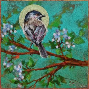 "Full Moon in June," by Angie Rees 8 x 8 - acrylic $425 (unframed panel with 1 1/2″ edges)