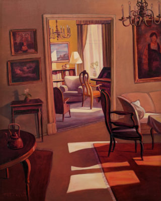 SOLD "Morfar's Apartment, Denmark" (2001) by Niels Petersen 16 x 20 - oil $1260 Unframed