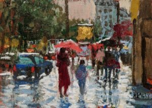 SOLD "Rain in the City," by Paul Healey 5 x 7 – acrylic $275 Unframed