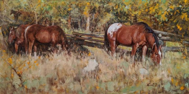 "Ranch in Fall," by Clement Kwan 18 x 36 - oil $5850 Unframed