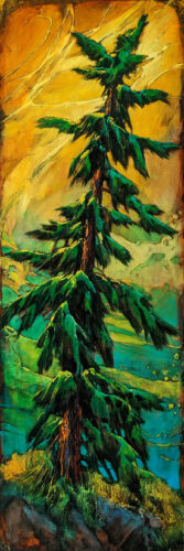 "Summertime Green," by David Langevin 20 x 60 - acrylic $4350 (artwork continues onto edges of wide canvas wrap)
