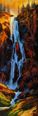 "X-ray Waterfalls," by David Langevin 20 x 60 - acrylic $4350 (artwork continues onto edges of wide canvas wrap)