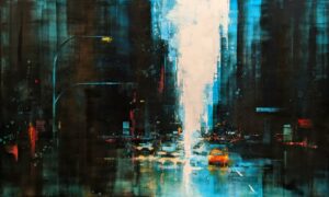 SOLD "Live in the Fantasy," by William Liao 36 x 60 - acrylic $7450 (thick canvas wrap)