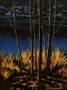 "Pond's Edge Winter," by Ray Ward 6 x 8 - oil $770 Unframed