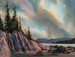 SOLD "Cliff Reflections," by Michael O'Toole 16 1/2 x 22 1/2 - watercolour $2600 in artist's frame